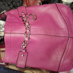 LN COACH PURPLE/ORCHID CHAIN CONVERTIBLE LEATHER BAG W COA